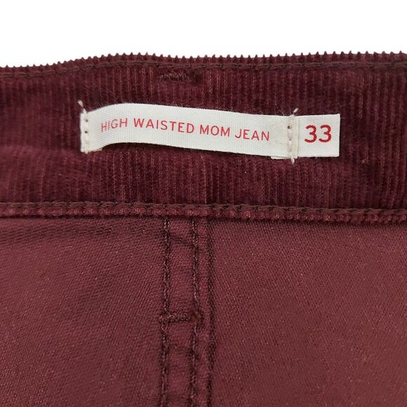 Levi's Corduroy Pants Womens 33x29 Burgundy High Waisted Mom Tapered Relaxed Fit - Picture 8 of 12